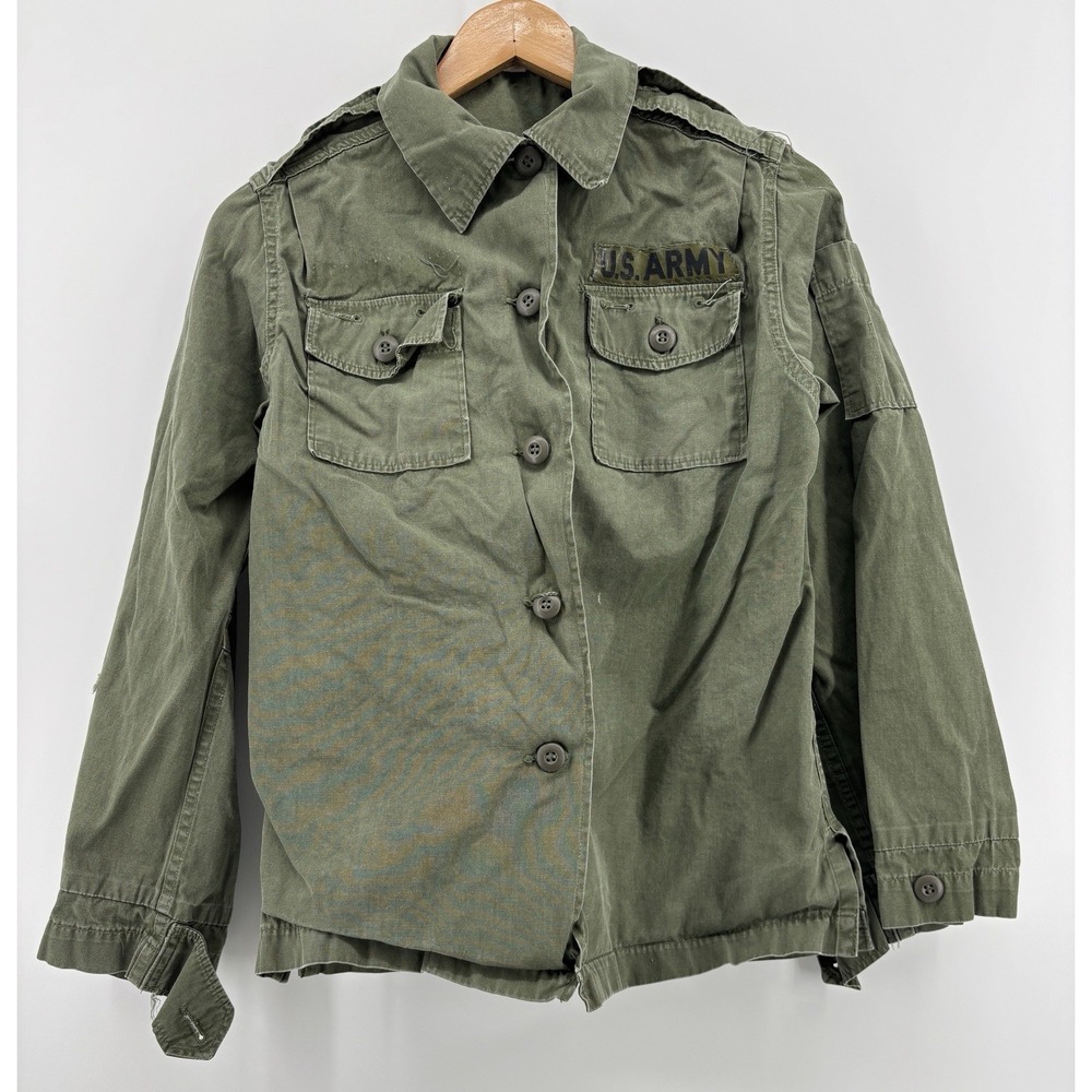 US Army Coat Cotton Green Poplin Utility 107 Vietnam Woman Shirt Fatigue 12